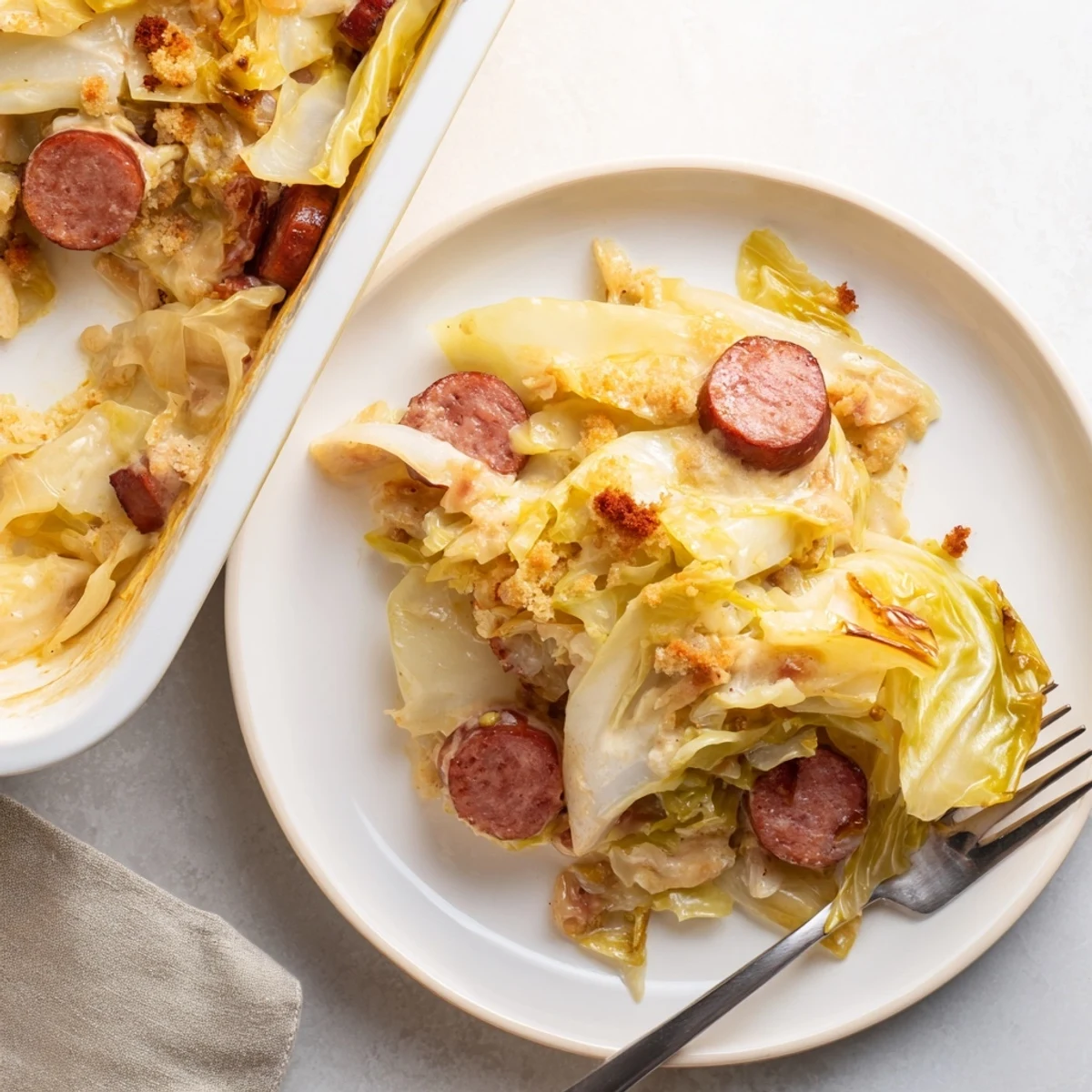 Herzhaftes Auflaufrezept mit geschmolzenem Käse und saftigem Kohl für Familienessen.  