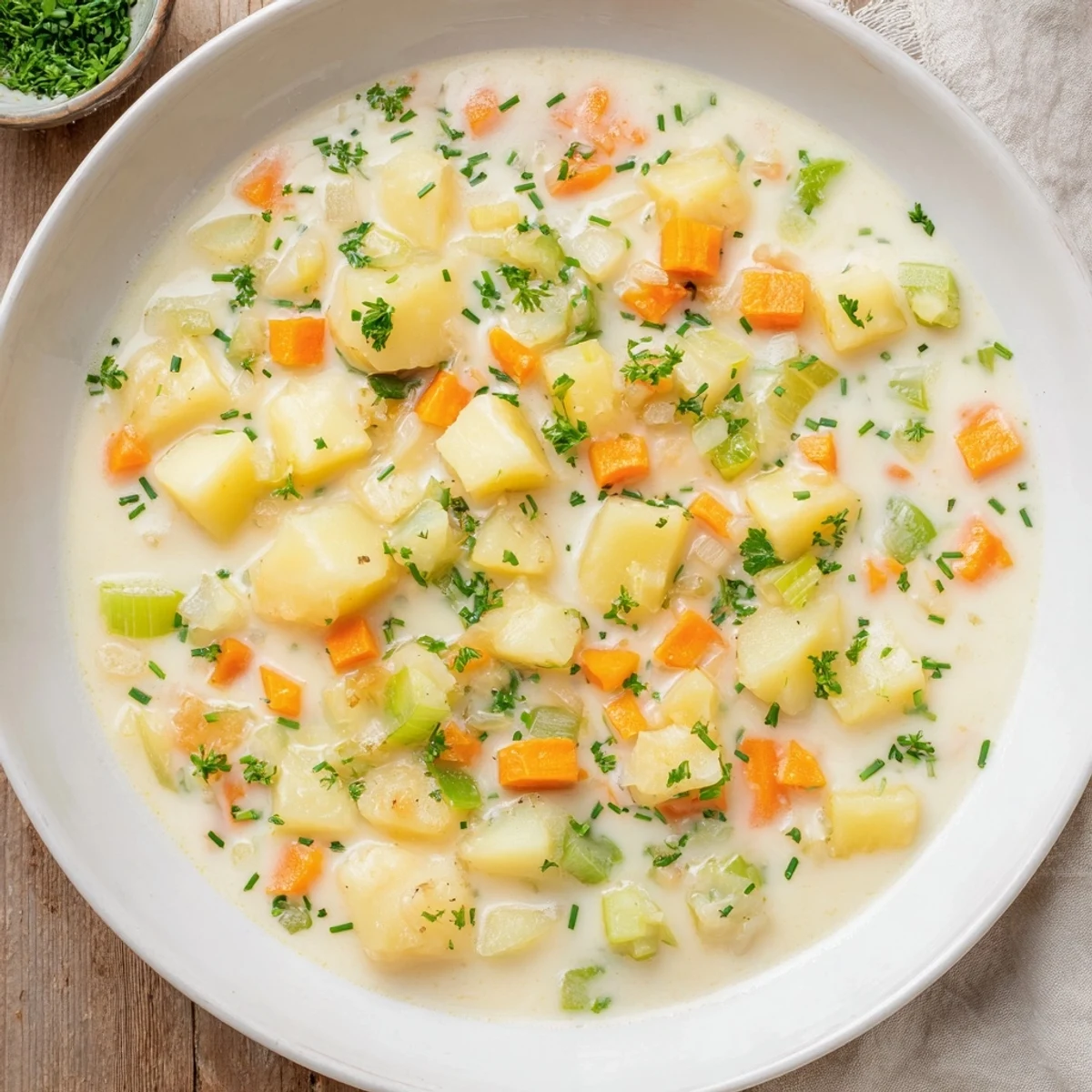 The provided text is a recipe for **German Potato Soup**. Thus, it is necessary to generate three SEO-optimized ALT image texts for a recipe photo of the soup, specifically tailored for U.S. food blogging audiences and adhering to the given constraints.