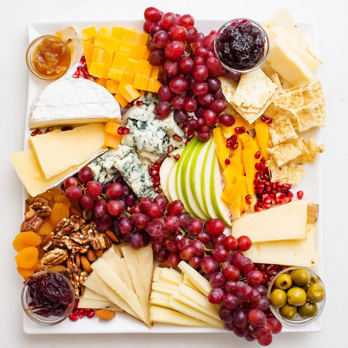 See the festive Cornucopia Harvest Board with fresh fruits, cheese, and meats—a delicious appetizer for sharing.