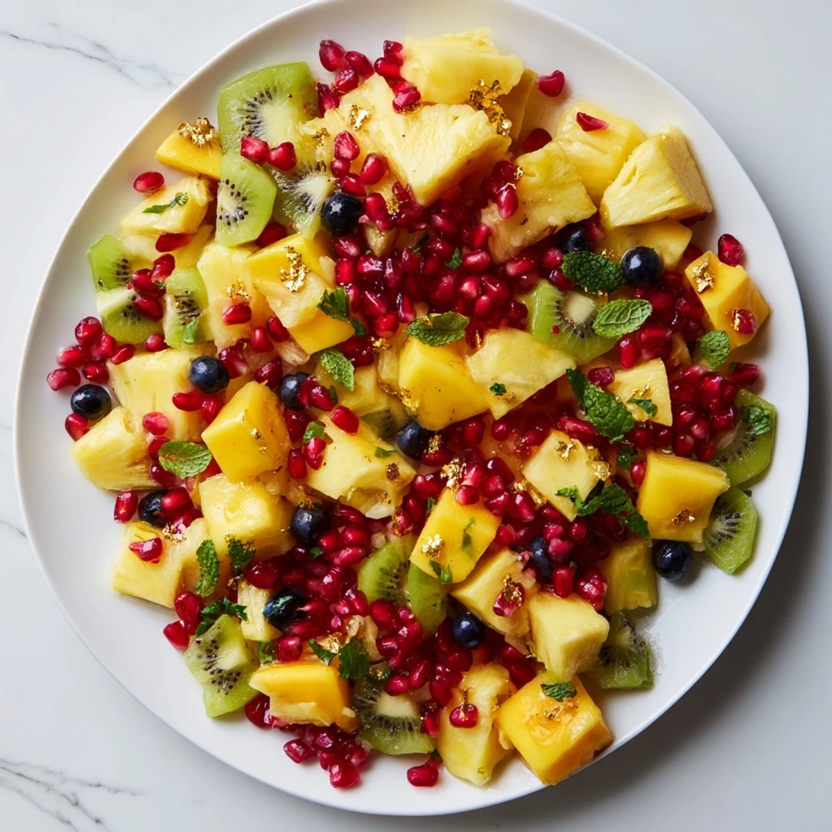 Vibrant Three Kings Royal Fruit Platter with juicy pineapple and pomegranate, perfect for a feast!