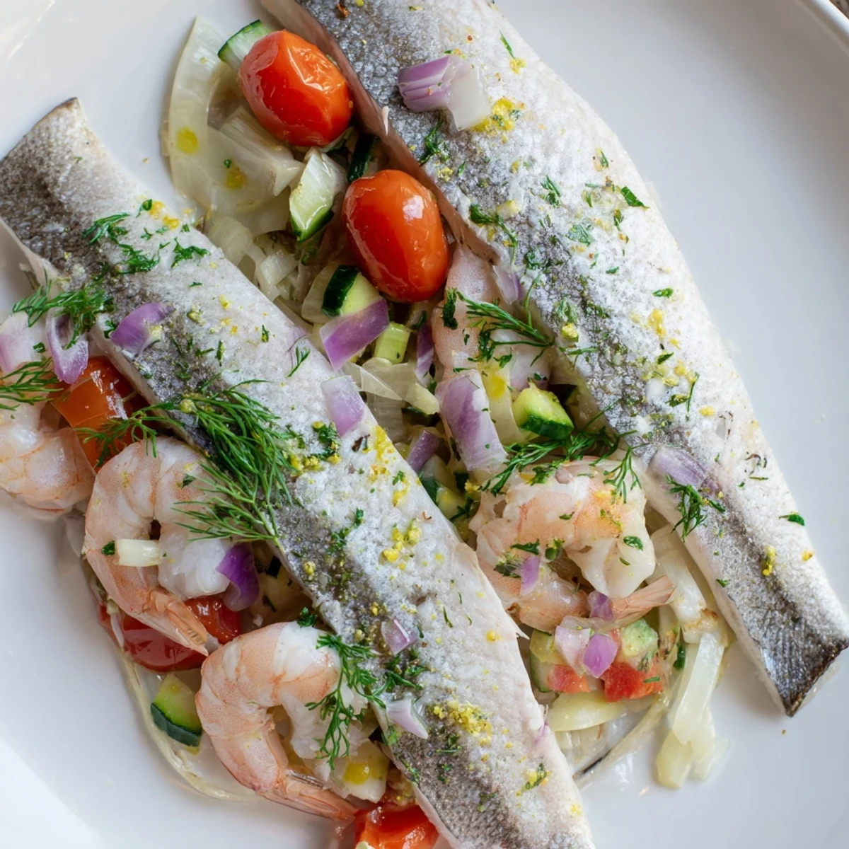 Blauer Fisch mit Gemüse