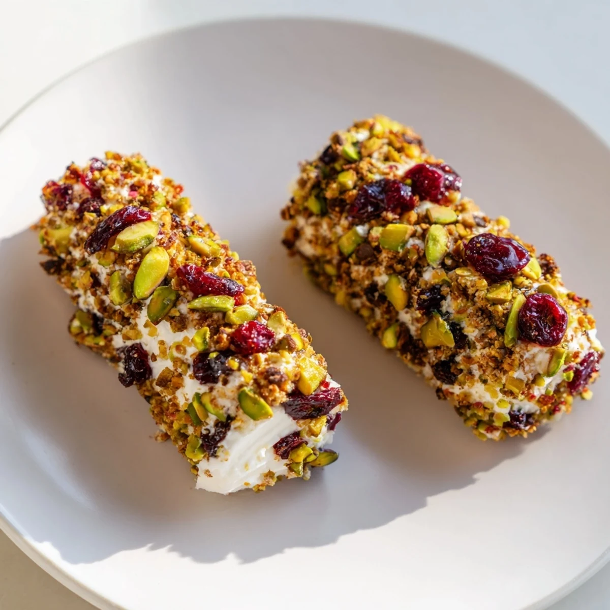 Cranberry Goat Cheese Logs Board: Creamy goat cheese logs coated in cranberries and nuts, picture perfect before serving.