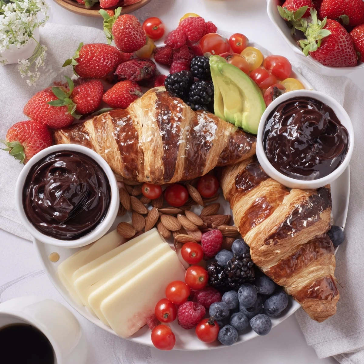 Cozy Fireplace Croissant Board: a delicious, shareable breakfast board with warm croissants and fresh toppings.