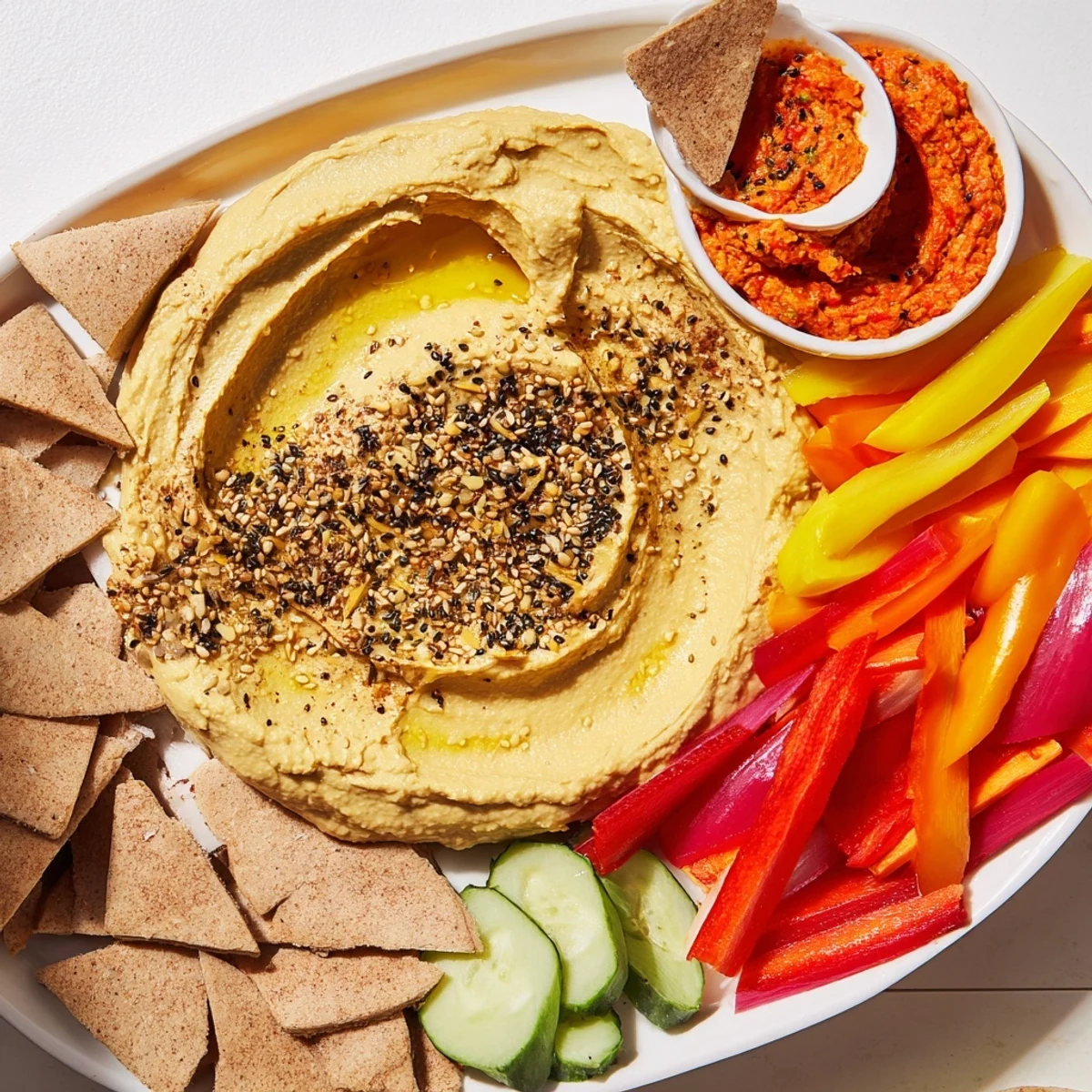 A vibrant Moroccan Tent appetizer platter featuring fresh vegetables, dips, and warm flatbreads arranged artfully.