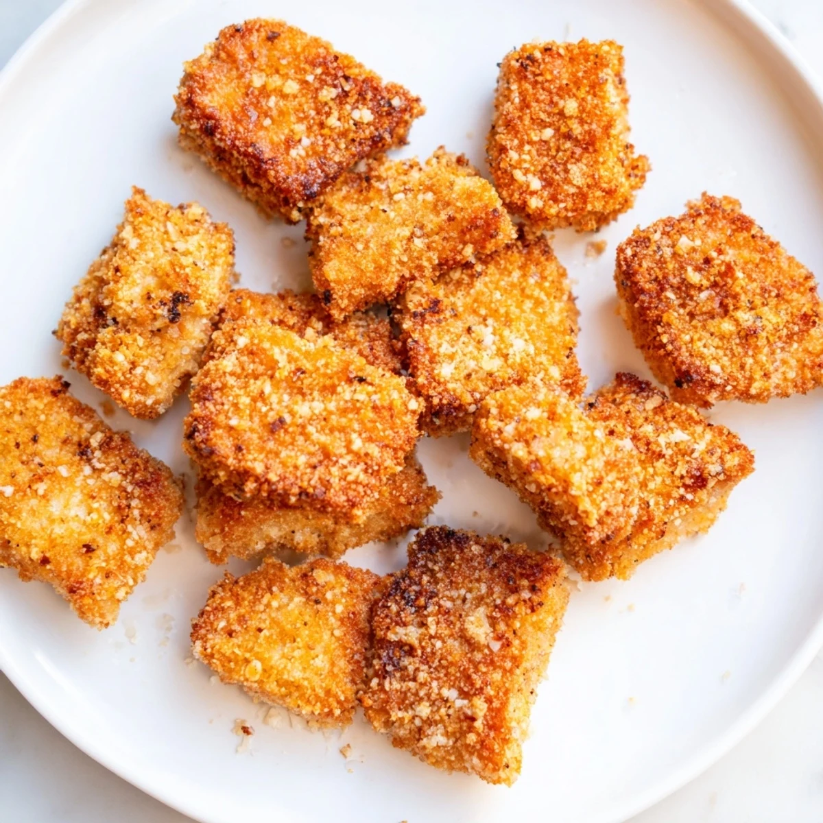 Close-up of freshly cooked Air Fryer Un-Fried Chicken Nuggets, golden brown and perfectly textured, ready to enjoy.