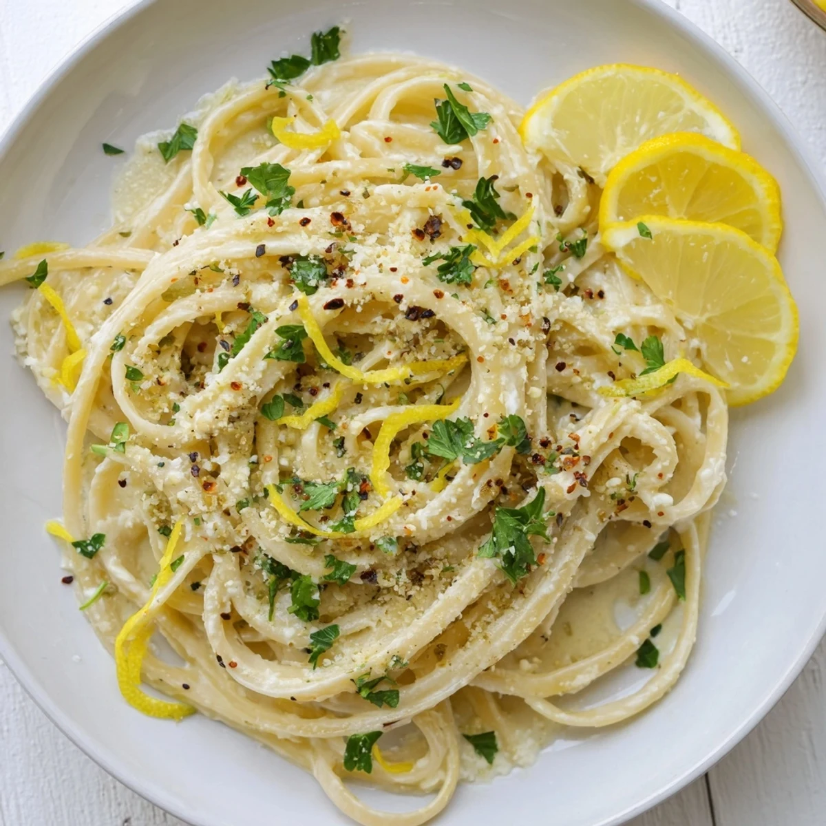 Lemon Garlic Greek Yogurt Pasta