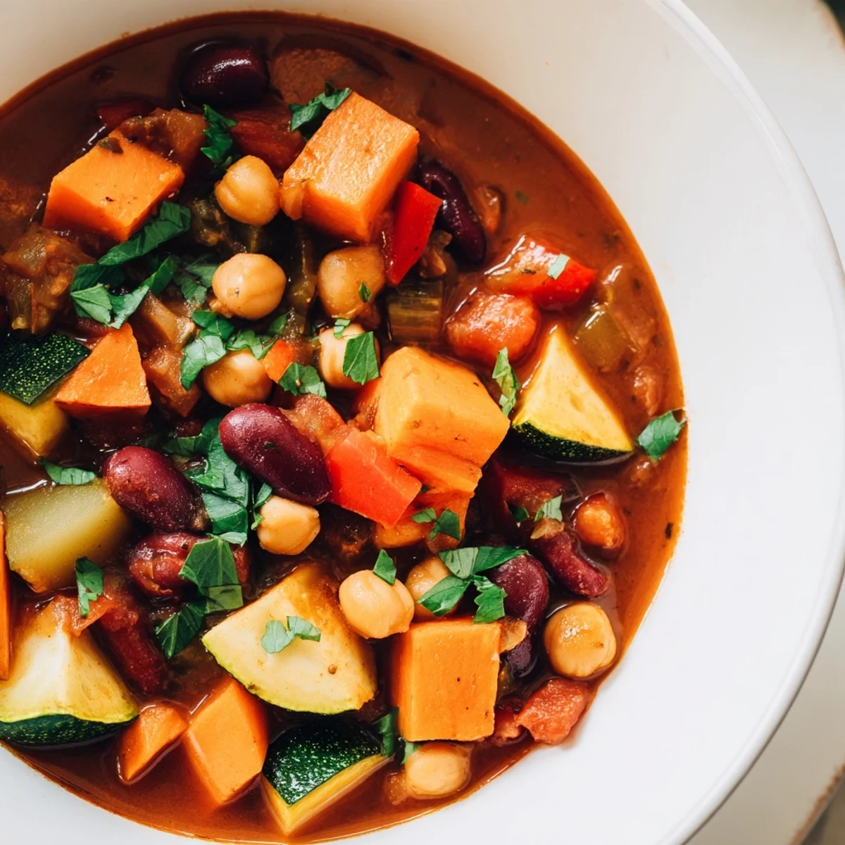 Hearty Vegan Sweet Potato Stew, steaming and aromatic, with chunks of sweet potato and flavorful vegetables.