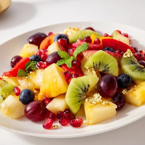 A beautiful Three Kings Royal Fruit Platter: a colorful array of fresh fruits glistening and ready to enjoy.