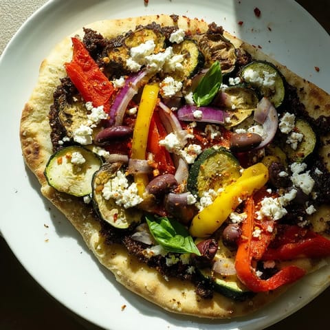 Naan Pizza mit Oliventapenade