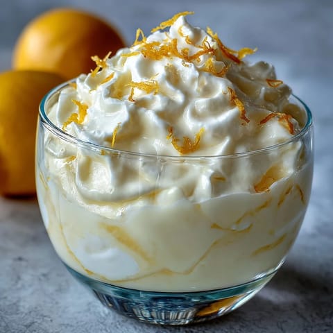 Zitronenfool als cremiges Dessert mit zitroniger Note und knusprigem Keks auf gestelltem Teller.