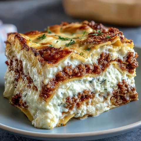 Würzige Hackfleischsauce und cremige Ricottafüllung in einer Ofenform für ein festliches Essen.