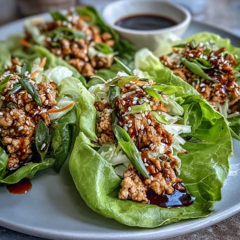 Deliciously glazed ground chicken and fresh veggies make these low-carb lettuce boats irresistible.