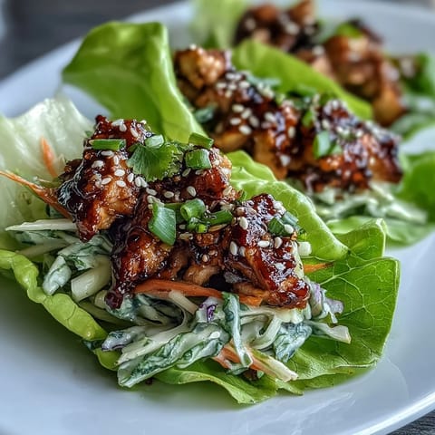 Genieße die asiatisch gewürzten Füllungen aus Hähnchen und Napa-Kohl als knackige Low-Carb-Lettuce Boats.