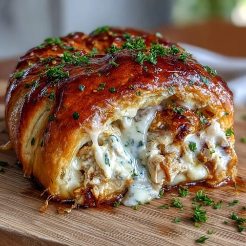 Goldbraune, knusprige Hähnchenkissen mit cremiger Füllung und Knoblauch-Parmesan-Sauce, perfekt für ein gemütliches Abendessen.