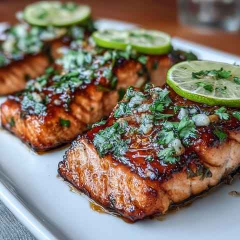 2. Saftiger, goldbrauner Lachsfilet mit süß-säuerlicher Honig-Limetten-Note und aromatischem Knoblauchgeschmack.  