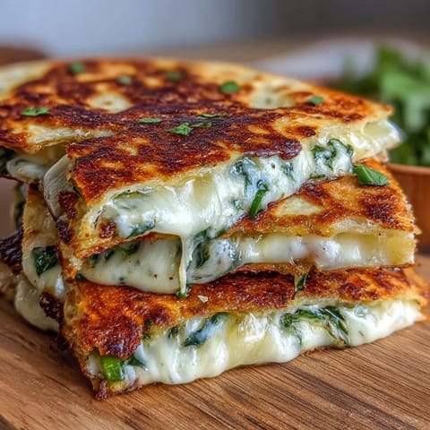 1. **Shamrock-förmige Spinat-Käse-Quesadillas mit Cheddar** - Festliche grüne Spinat- und Cheddar-Füllung in knusprigen Tortillas, perfekt für St. Patrick's Day oder als lustiger Snack.