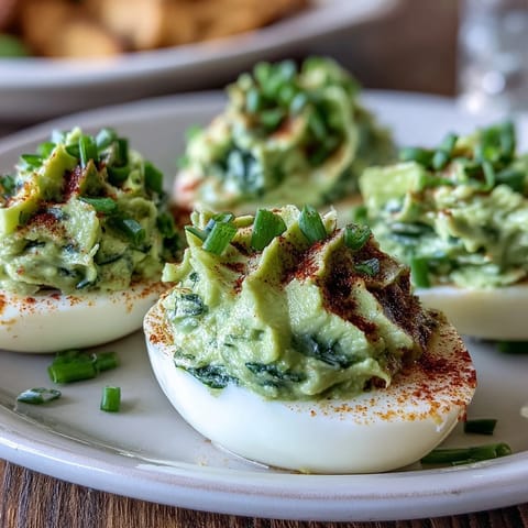 Grüne Eier mit Avocado-Füllung