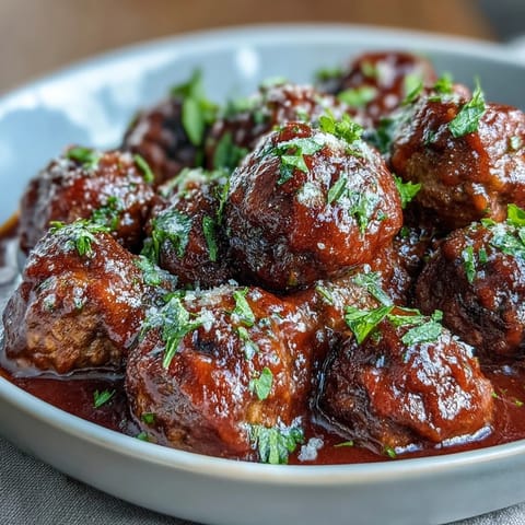 Langsam gekochte Fleischbällchen in reichhaltiger Tomatensauce – perfekt für Partys und große Runden.