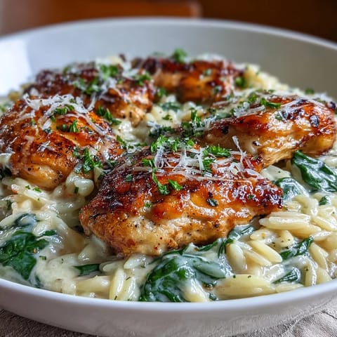 Zitrone Orzo Huhn Spinat