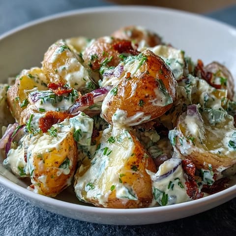 Juneteenth Soul Food Kartoffelsalat, cremig und mit würzigen Pickles und Senf für Familienfeiern.