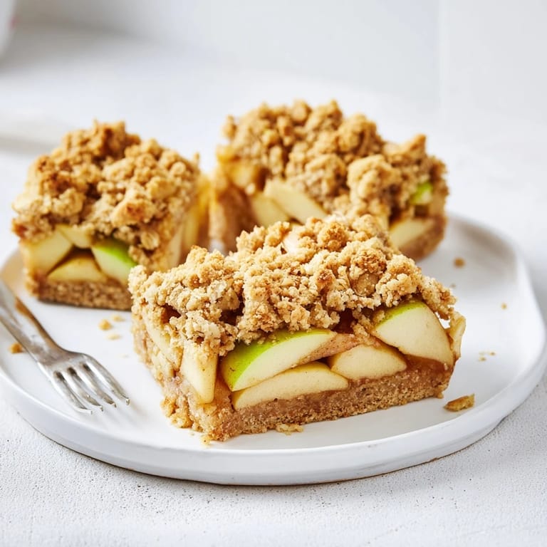 Goldene Zimt-Apfelkrümel in einer Backform, ein köstlicher Desserttraum.