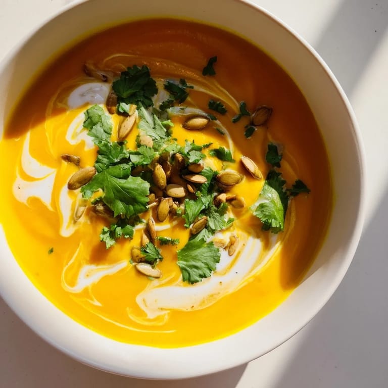 A steaming bowl of 30-minute Sweet Potato & Carrot Soup, perfect for a cozy, flavorful winter meal.