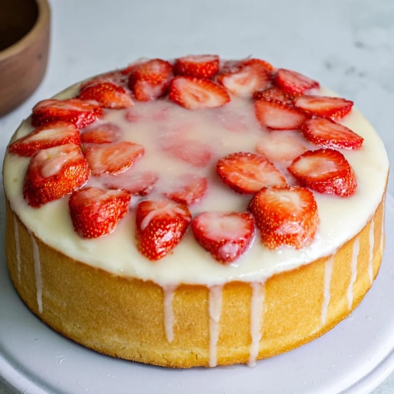 Fresh strawberries crown this stunning German strawberry torte, a sweet summer dessert fit for a party.