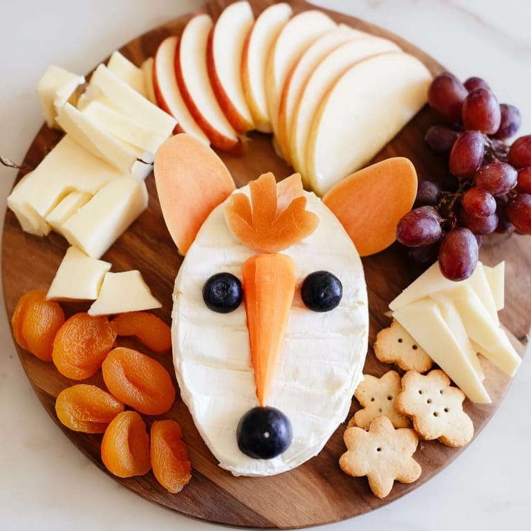 A colorful Whimsical Fox Fall Treat Board featuring cheese, fruit, and sweet treats ready to enjoy.