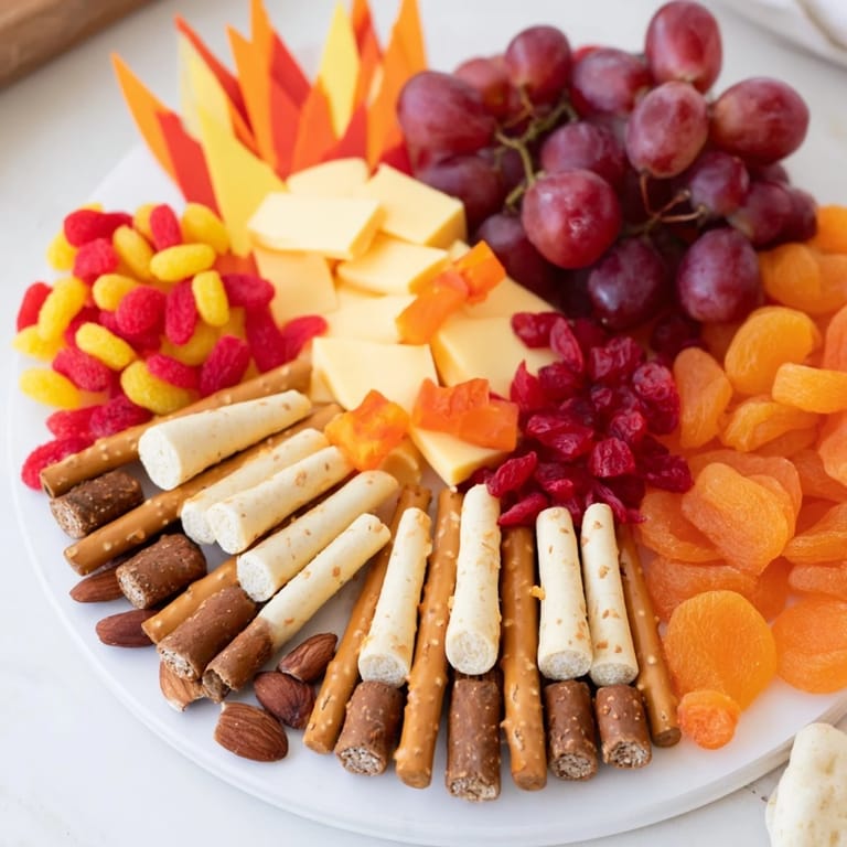 Enjoy this easy vegetarian Flickering Fire Log Snack Board with a cozy wine or cider pairing.