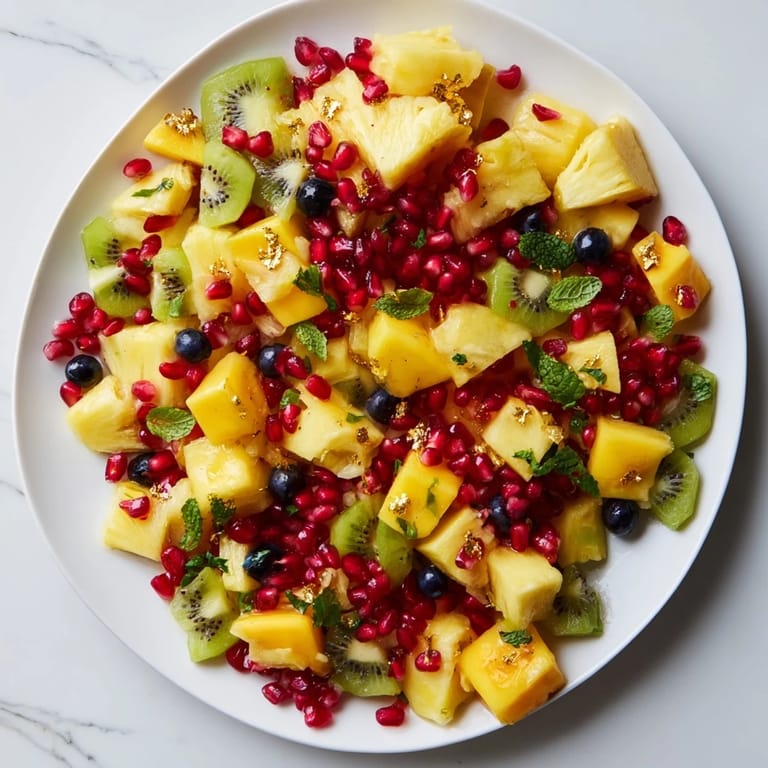 Vibrant Three Kings Royal Fruit Platter with juicy pineapple and pomegranate, perfect for a feast!