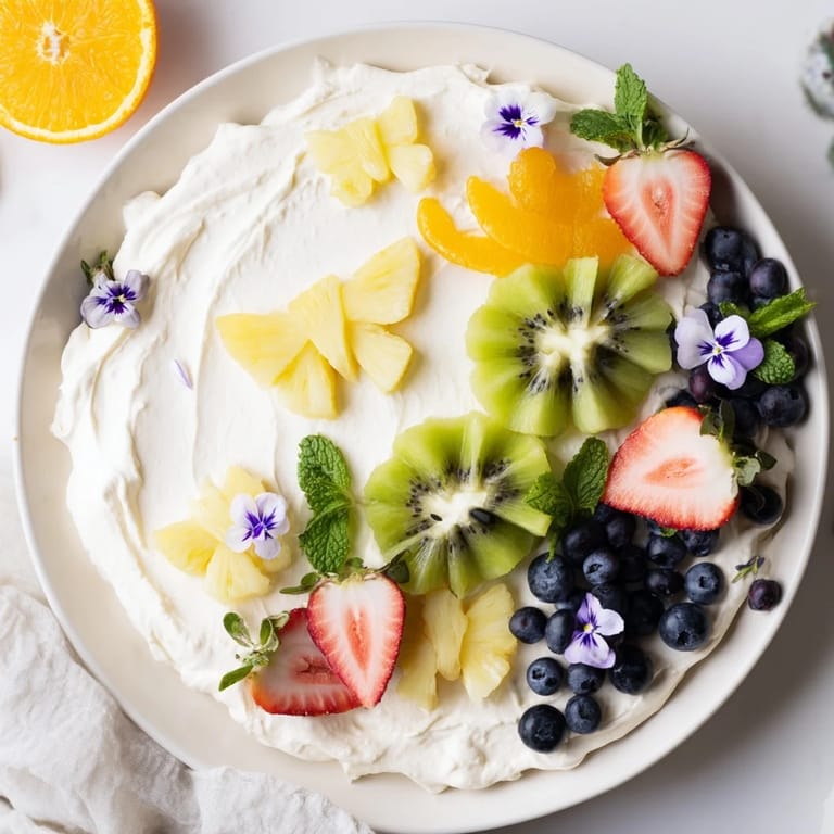 Enjoy a beautifully arranged Butterfly Fruit and Cream Cheese Board, complete with butterfly pineapple and gluten-free dippers.