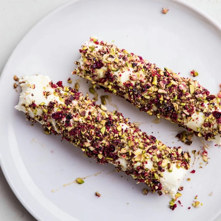 Appetizing Cranberry Goat Cheese Logs Board: A beautiful board of goat cheese appetizers, perfect with grapes & crackers.