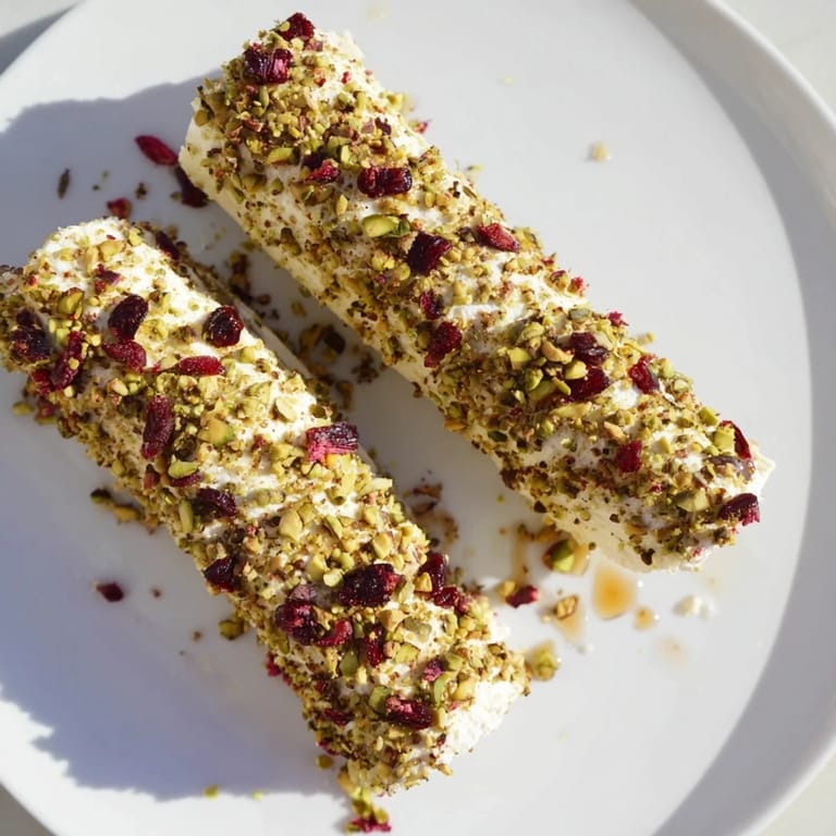 Holiday Cranberry Goat Cheese Logs Board: Festive arrangement of creamy cheese logs, cranberries, and fresh accompaniments.