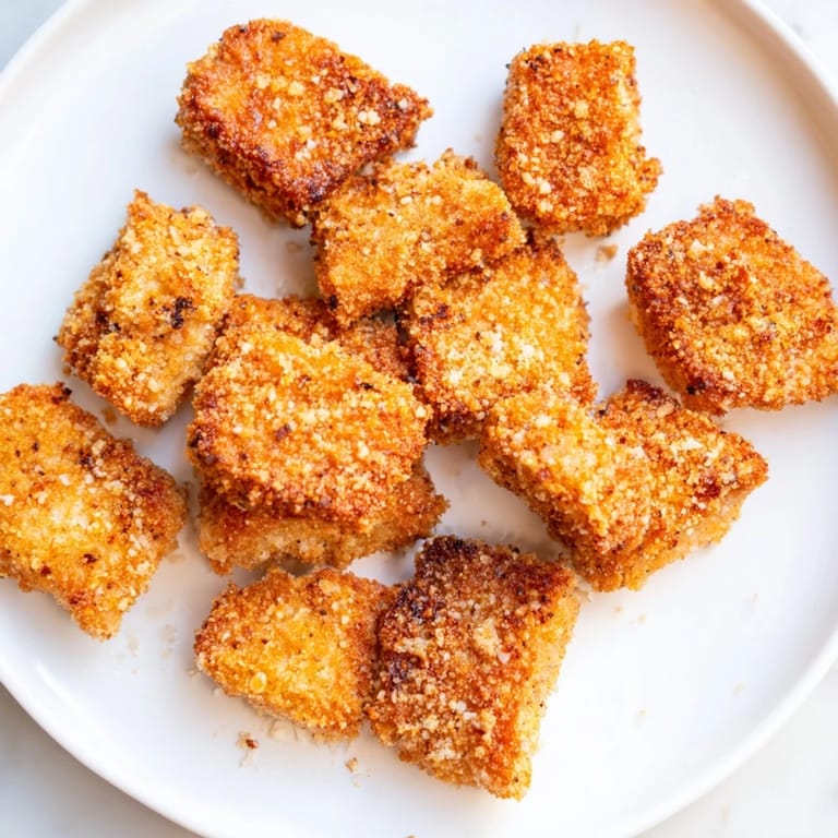 Close-up of freshly cooked Air Fryer Un-Fried Chicken Nuggets, golden brown and perfectly textured, ready to enjoy.
