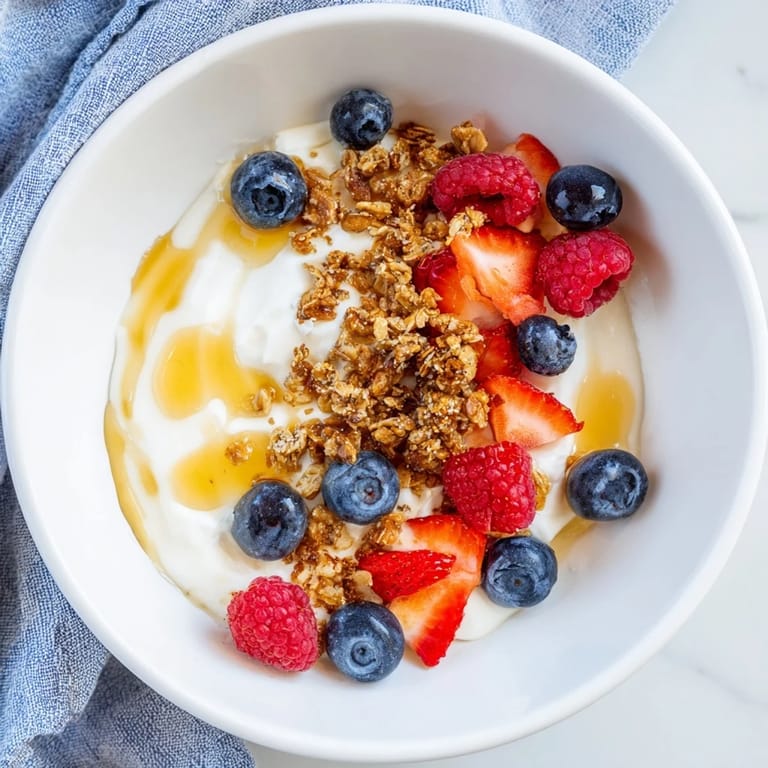Sweet and spicy flavors blend in this colorful Cottage Cheese Hot Honey Bowl, perfect for a quick meal.