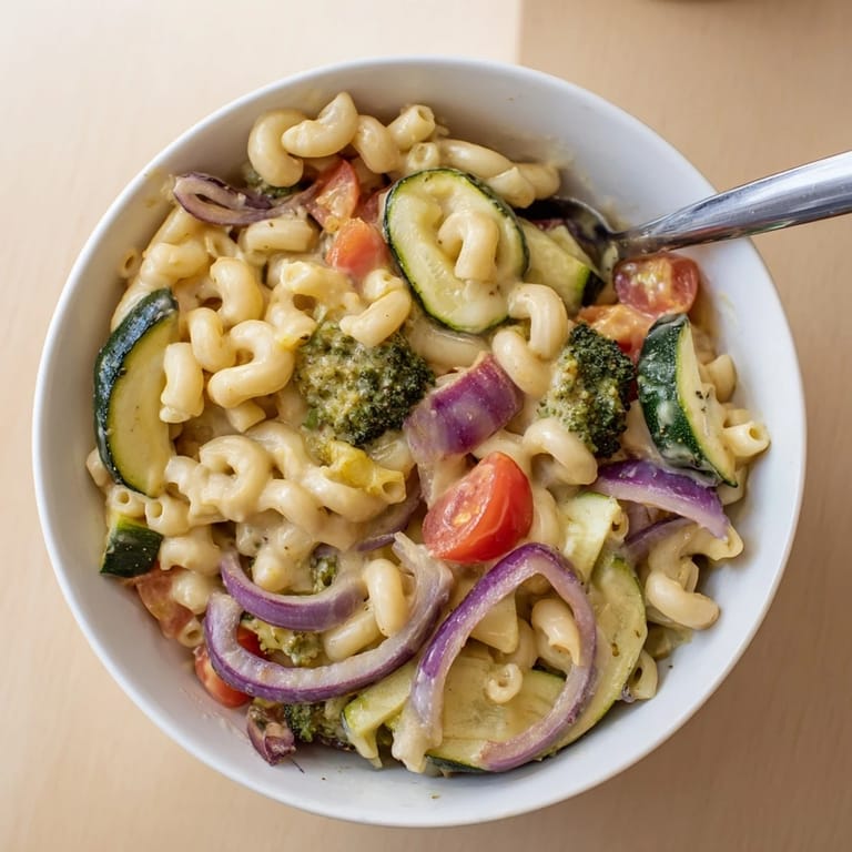 Heimisches Gericht mit Ofengemüse, das warm und cremig auf einem rustikalen Teller präsentiert wird.