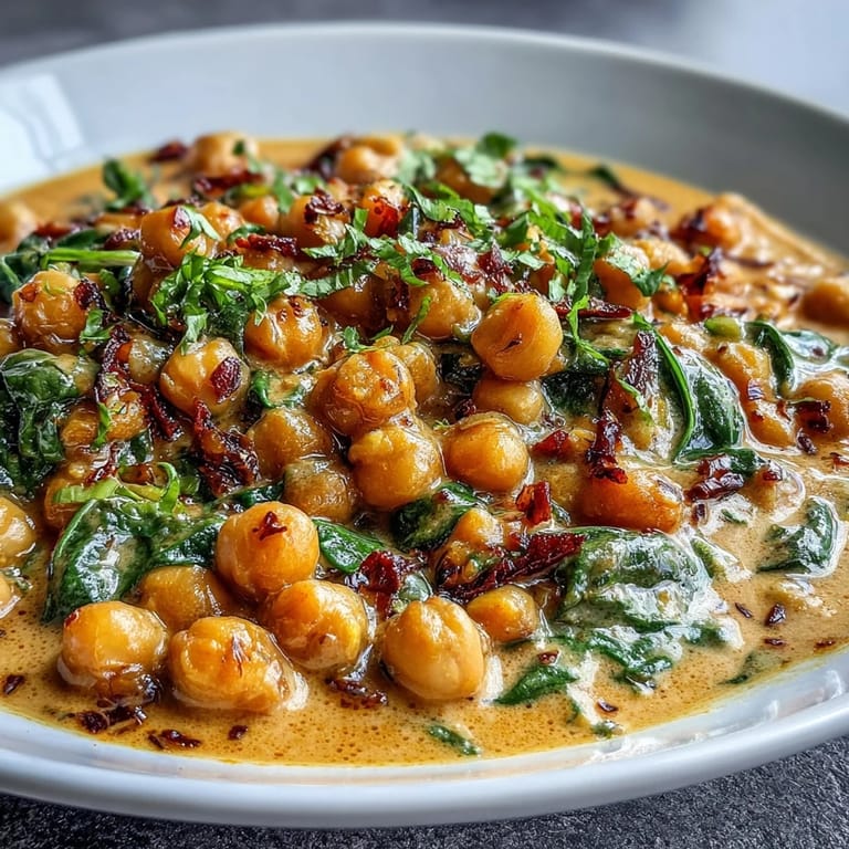 Vegan Chickpea Curry topped with cilantro, served alongside warm naan bread on a rustic table.