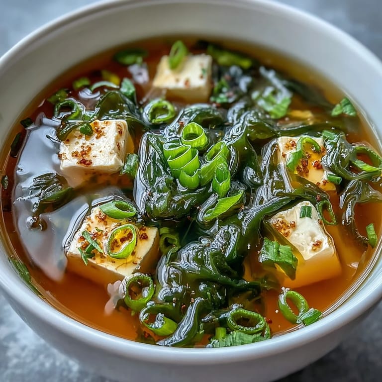 Bereiten Sie diese nahrhafte Miso Suppe mit weichem Tofu und Wakame zu.