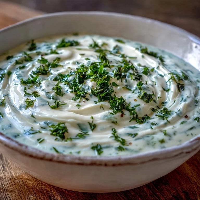 Cremige Sellerie- und Kräutersuppe wird neben knusprigem Brot serviert und mit fein gehackten Kräutern verziert.