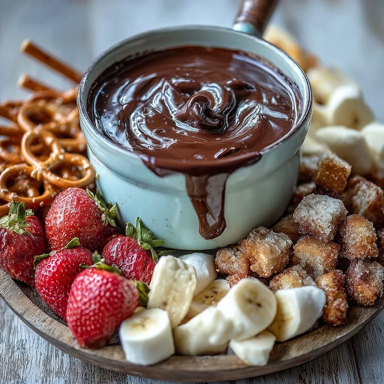 Boozy Chocolate Fondue in warmer Schokolade mit Marshmallows und Brioche-Würfeln serviert.