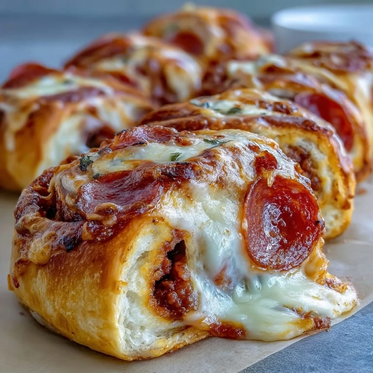 Würzige Irresistible High Protein Pepperoni Pizza Rolls auf Backpapier, gerade gebacken und dampfend, perfekt für Snack-Liebhaber.