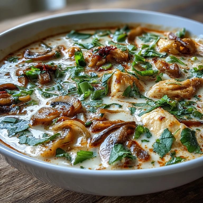 Spicy Thai Coconut Curry Soup Bowl featuring carrots, spinach, and steaming coconut broth.