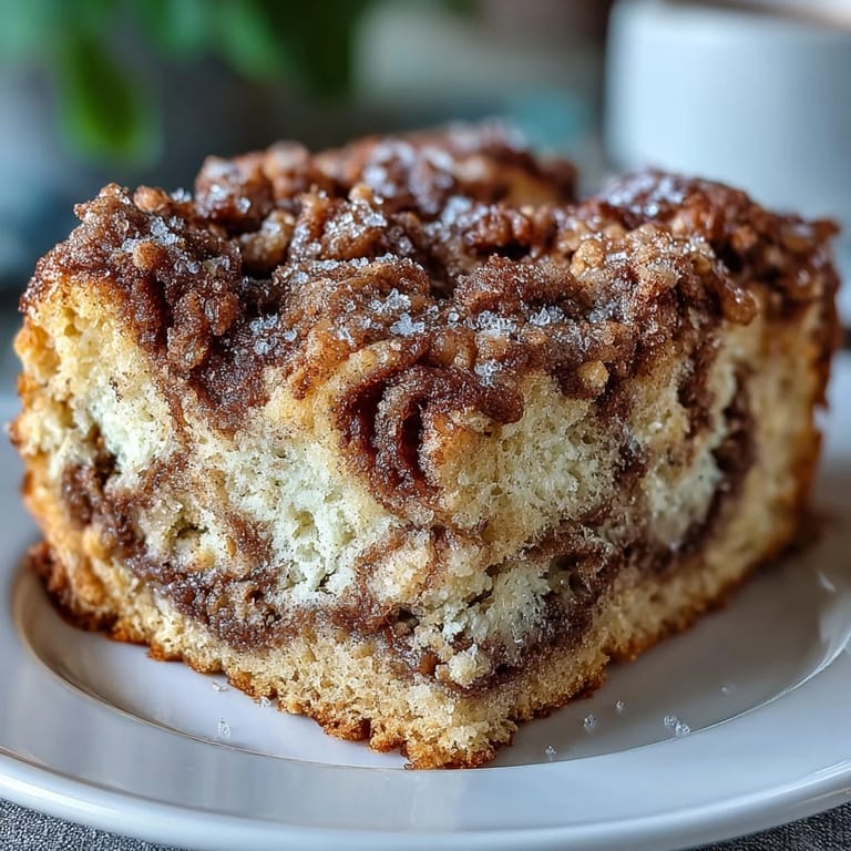 High-Protein Cinnamon Swirl Coffee Cake Oats mit cremigem griechischem Joghurt und einer Saftigkeit aus Ahornsirup im Ofen gebacken.