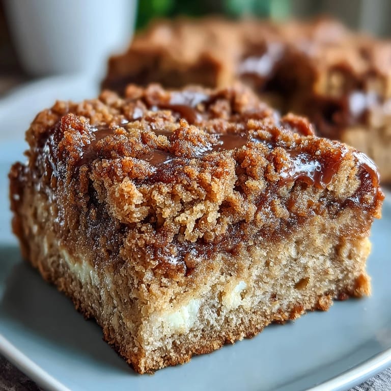 Gebackene High-Protein Cinnamon Swirl Coffee Cake Oats im Frühlicht, cremig angerichtet mit griechischem Joghurt und frischen Beeren.