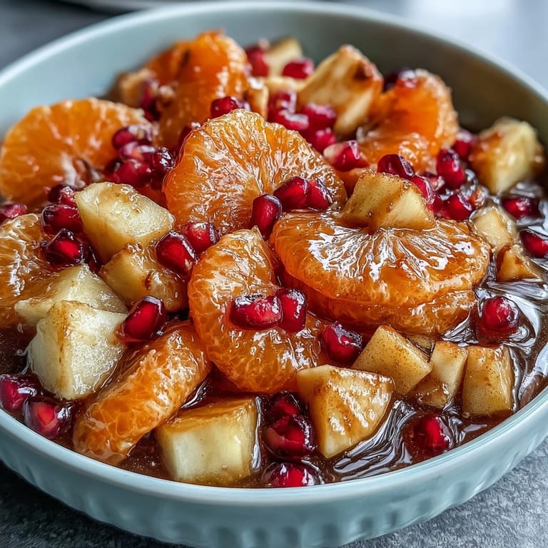 Festlicher Winter-Fruchtsalat mit Zimt-Vanille-Dressing, perfekt für Feiertage und Potlucks.
