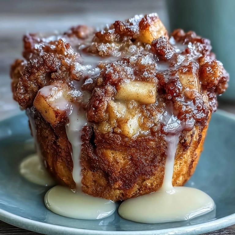 Zarte Apple Fritter Muffins voller Apfelstücke und warmer Zimtnote, perfekt zum Frühstück.  