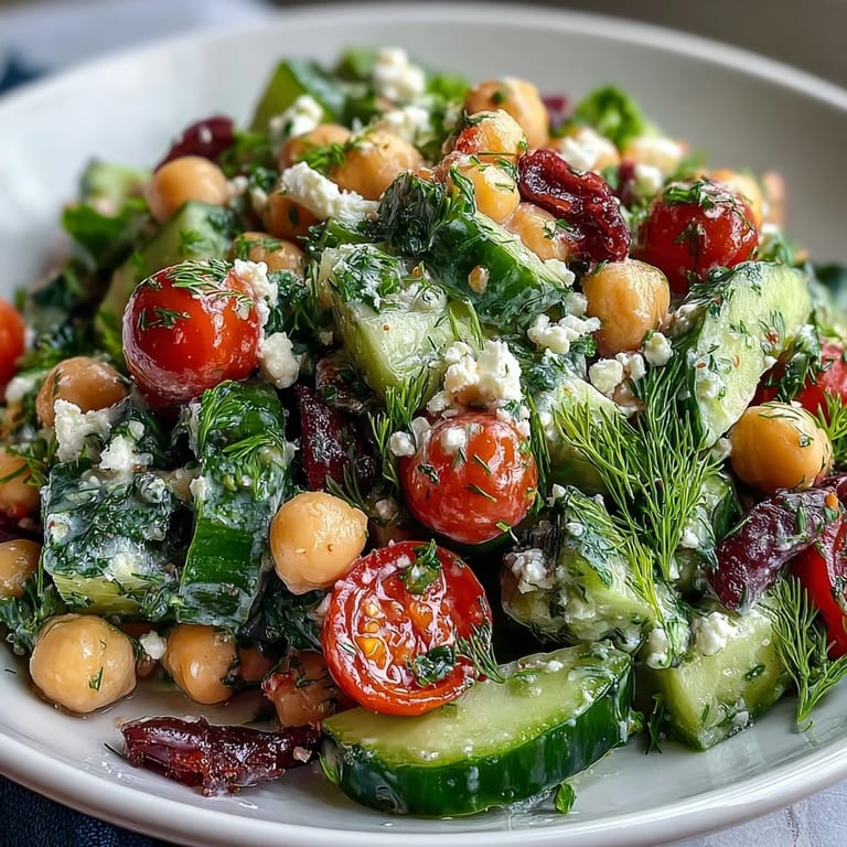 3. Schneller Kichererbsensalat mit Feta, Tomaten und Gurken – perfekt für ein gesundes Mittagessen oder die Meal Prep.