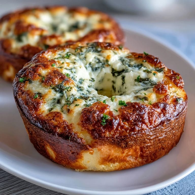 Käsig-saftige Spinat-Flagels mit Cottage Cheese, knusprig gebacken und voller gesunder Zutaten für ein ausgewogenes Gericht.