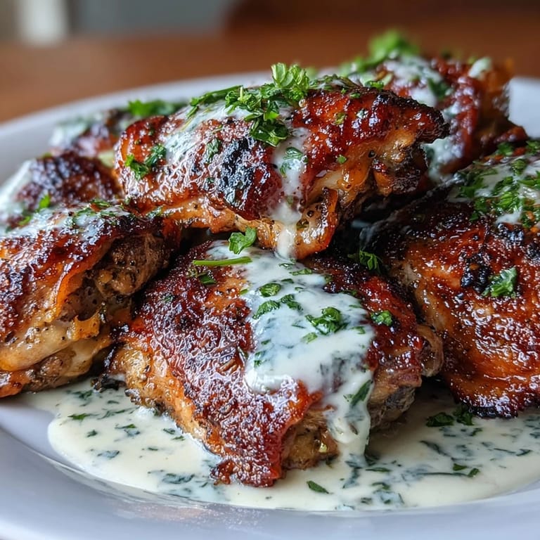 2. Aromatische Hähnchenschenkel mit Zaatar und geräuchertem Paprika, serviert mit reichhaltiger Tahini-Garlic-Sauce.
