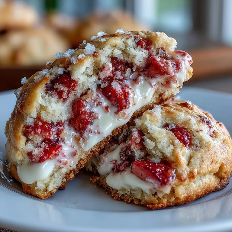 3. Knusprige Shortcake-Kekse mit Cottage Cheese, gefüllt mit frischen Erdbeeren und einer Prise Vanille für ein klassisches Aroma.
